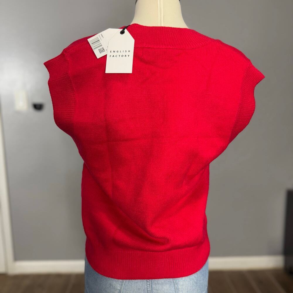English Factory Argyle Pullover Sweater Vest, Multi Red, M - Picture 3 of 5